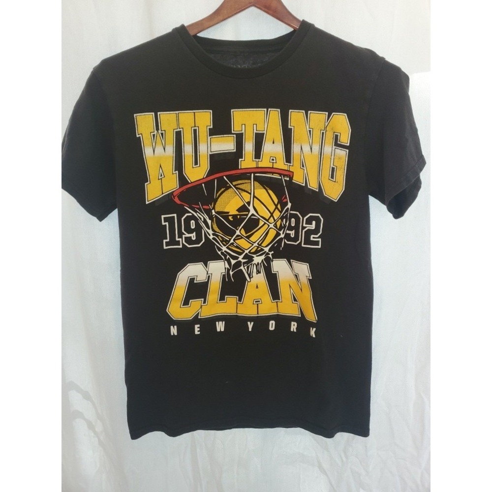 Wu-Tang Clan Mens Small Black Graphic T-Shirt Basketball New York 1992 Hip Hop